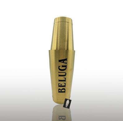 Beluga Vodka Shaker zweiteilig aus Metall - Cocktailshaker in Gold