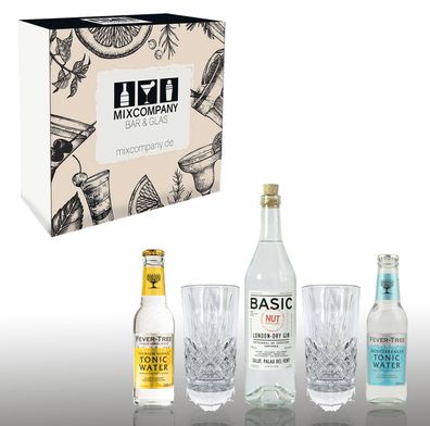 Nut Basic Geschenkset - Nut Basic London Dry Gin 0,7L 40% Vol. + 2 Mixcompany K