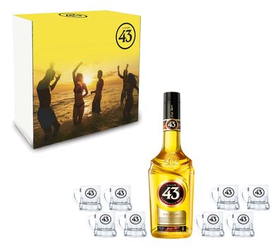 Licor 43 Schuber Geschenkset - Licor 43 Cuarenta y Tres 0,7L 31% Vol. + 8 x Lic