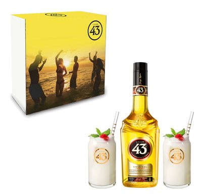 Licor 43 Schuber Geschenkset - Licor 43 Cuarenta y Tres 0,7L 31% Vol. + 2 x Lon