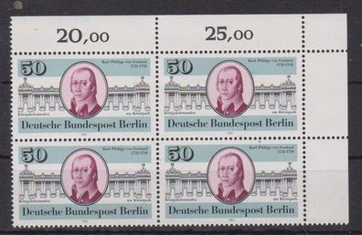 Berlin 1981 postfrisch MiNr. 639 4er Block Ecke oben rechts Karl Philipp von Gontard