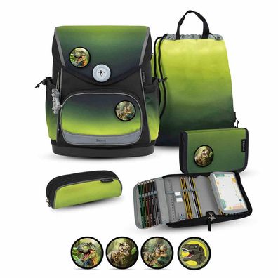 Belmil Compact Plus Premium Schulranzen Set 5-teilig "Black Green"