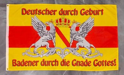 Fahne Flagge Großherzogtum Baden - Deutscher durch Geburt - 90 x 150 cm