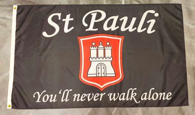 Fahne Flagge St. Pauli - You`ll never walk alone - 90 x 150 cm