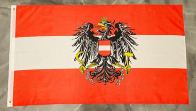 Fahne Flagge Österreich mit Wappen - 90 x 150 cm