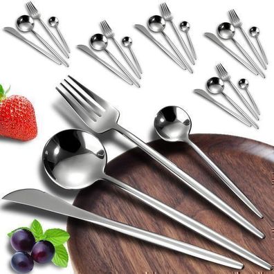 Besteck Set 6 Personen, 24-teiliges Besteckset Retoo