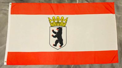 Fahne Flagge Berlin mit Bär und Krone - Landesdienstflagge - 90 x 150 cm