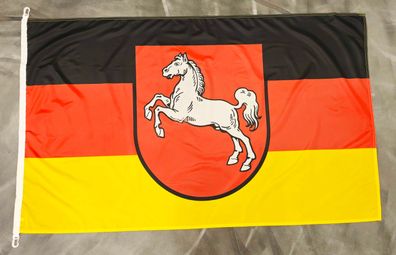 Fahne Flagge Niedersachsen Sturmflagge mit Karabinerhaken - 90 x 150 cm