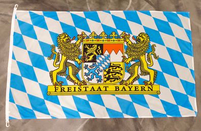 Fahne Flagge Bayern Freistaat Sturmflagge mit Karabinerhaken - 90 x 150 cm