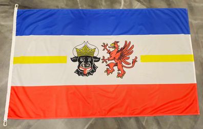 Fahne Flagge Mecklenburg Vorpommern Sturmflagge Karabinerhaken - 90 x 150 cm