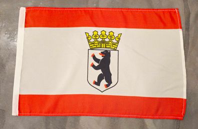 Fahne Flagge Berlin mit Bär - Landesdienstflagge - Stockfahne - 30 x 45 cm