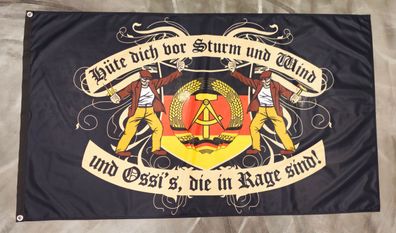 Premium Fahne Flagge Hüte dich vor Sturm und Wind - DDR - 90 x 150 cm