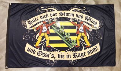 Premium Fahne Flagge Hüte dich - Sachsen - 90 x 150 cm