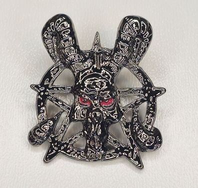 Pin Satan Teufel Tod Gothic Pentagramm Anstecker - 3 x 3,5 cm