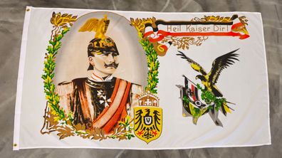 Fahne Flagge Deutsches Reich - Heil Kaiser Dir - Reichsadler - 90 x 150 cm