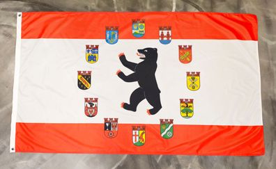 Premium Fahne Flagge Berlin alle 12 Bezirke - 90 x 150 cm