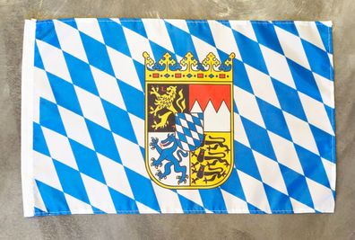 Fahne Flagge Bayern mit Wappen - Stockfahne - 30 x 45 cm