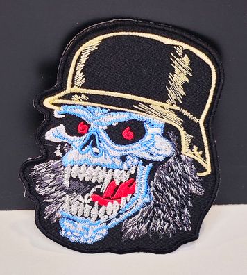 Aufnäher Aufbügler Patch Totenkopf Schädel mit Stahlhelm - 8 x 10 cm