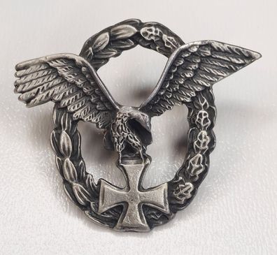 Pin Adler mit Eichenlaub und Eisernem Kreuz EK Luftwaffe - 3,5 x 4 cm