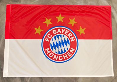 Fahne Flagge FC Bayern München Logo 5 Sterne mit Hohlsaumen - 60 x 90 cm