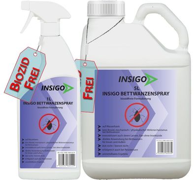 INSIGO 5L + 1L Bettwanzenspray Bettwanzenmittel Bettwanzenschutz gegen Wanzen