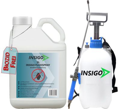 INSIGO 5L + 5L Sprüher Anti Floh Bekämpfung Schutz Spray Mittel Befall gegen Flöhe