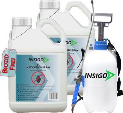 INSIGO 2x5L + 5L Drucksprüher Anti Floh Bekämpfung Schutz Spray Mittel Befall