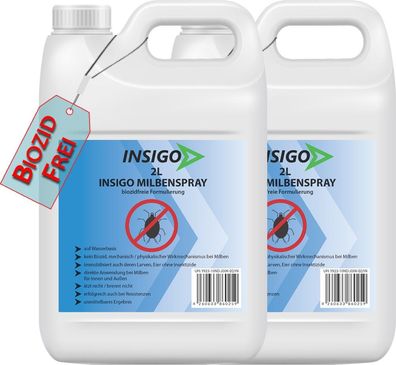 INSIGO 2x2L Anti Milbenspray Mittel gegen Milben Milbenbefall EX Milbenfrei Schutz