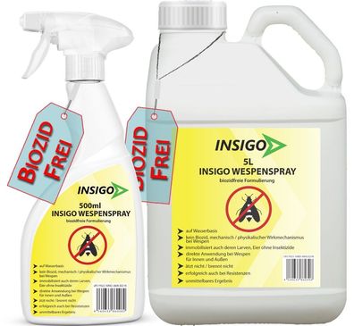 INSIGO 5L + 500ml Wespenspray Mittel Schutz gegen Nester Abwehr Bekämpfung