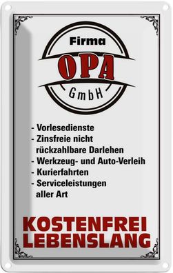 vianmo Blechschild 12x18cm Firma Opa GmbH kostenfrei Deko Geschenk