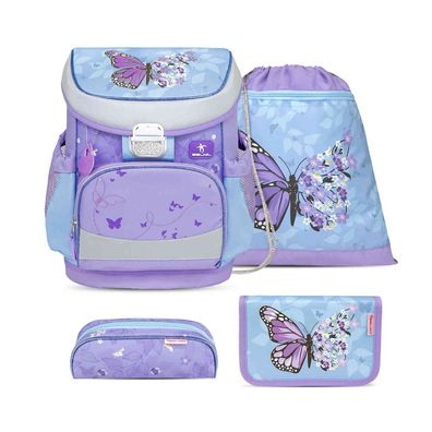 Belmil Mini-Fit ergonomisches Schulranzen-Set 4-teilig "Purple Blue Butterfly"