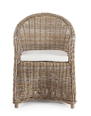 Sessel Martin 60 x 67 x 89 cm Rattan und Baumwolle Stuhl