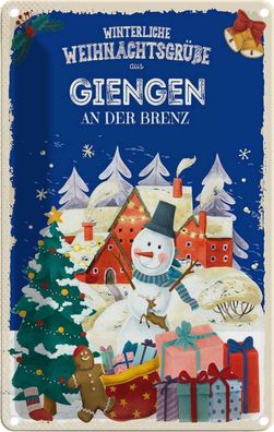 vianmo Blechschild 12x18cm Weihnachtsgrüße Giengen An Der Brenz Deko Geschenk