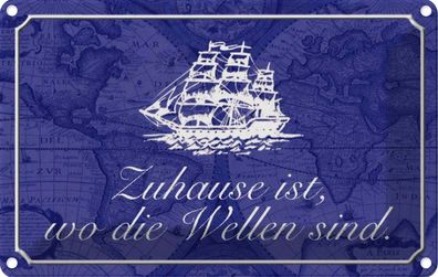 vianmo Blechschild 18x12cm Zuhause wo die Wellen Seemann Deko Geschenk