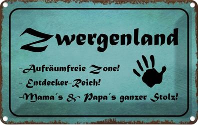 vianmo Blechschild 18x12cm Zwergenland Aufräumfreie Zone Reich Deko Geschenk