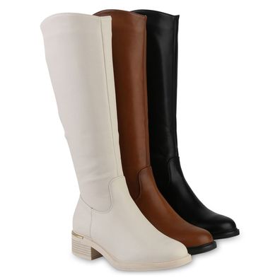 VAN HILL Damen Leicht Gefütterte Klassische Stiefel Holzoptikabsatz Schuhe 840749