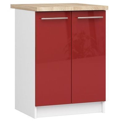 Küchenschrank AKORD OLIWIA modular S60 Weiß 60 cm Front Rot Glanz B60 x H85 x T46 cm