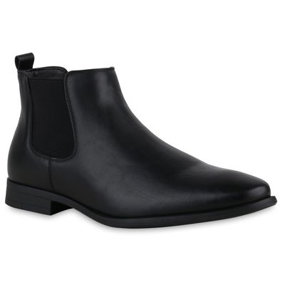 VAN HILL Warm Gefütterte Herren Chelsea Boots Leder-Optik Schuhe 78691