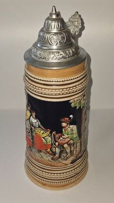 Bierkrug mit Zinndeckel-Montour von Marzi und Remy ca. 1960 gut erhalten / DBGM