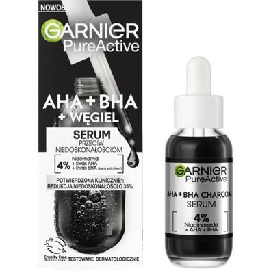 Garnier Pure Active Serum gegen Hautunreinheiten - AHA+BHA+Carbon 30ml