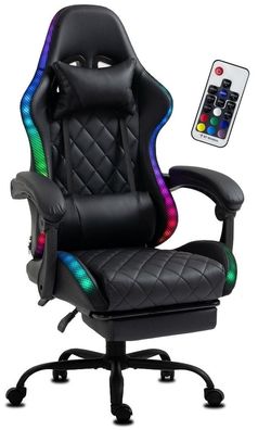 Delman RGB LED Gaming Stuhl Bürostuhl Computerstuhl Chef Sessel 0055