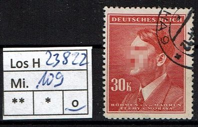 Los H23822: Böhmen & Mähren Mi. 109, gest