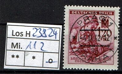 Los H23824: Böhmen & Mähren Mi. 112, gest