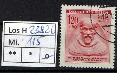 Los H23826: Böhmen & Mähren Mi. 115, gest