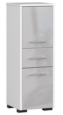 Stehender Badezimmerschrank AKORD FIN Weiß 30 cm Front MetallischGlanz 30x85x30 cm