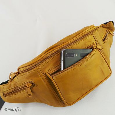 Bauchtasche Beigebraun, weiches Leder, 5 Fächer Art.-Nr. 13211