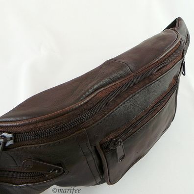 Bauchtasche Dunkelbraun, weiches Leder, 5 Fächer Art.-Nr. 13212