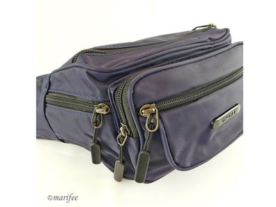 Grosse Bauchtasche Canvas, Unisex, 6 Fächer, Blau Art.-Nr. 13219