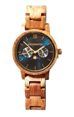 Herrenuhr Holz Sailor Mondphase Armbanduhr Holzuhr 40mm Kosso-Holz