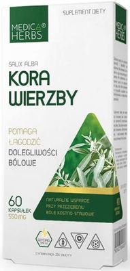 Medica Herbs Weidenrinde White Willow Bark 550 mg Salix Alba 60 Kapseln